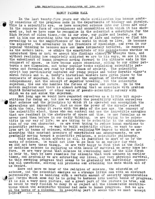 The Metaphysical Structure of the Atom — Manly P. Hall