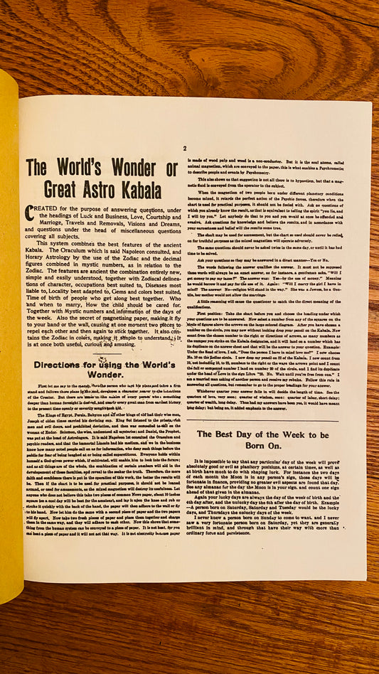 The World's Wonder, or Astro-Kabala -- Lyman E. Stowe