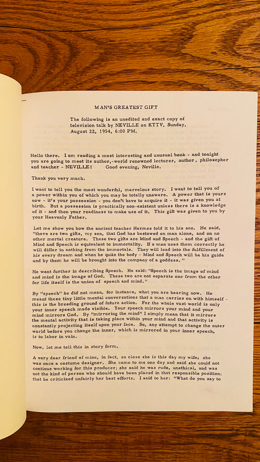 Man's Greatest Gift — Neville Goddard