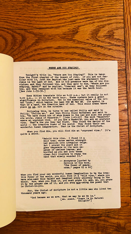 WHERE ARE YOU STAYING? — Neville Goddard