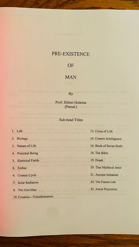 Pre-Existence of Man Pt. 2 (II) -- Hilton Hotema