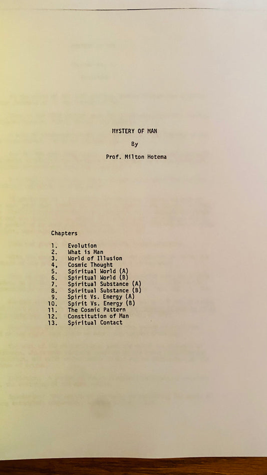 Mystery of Man — Hilton Hotema