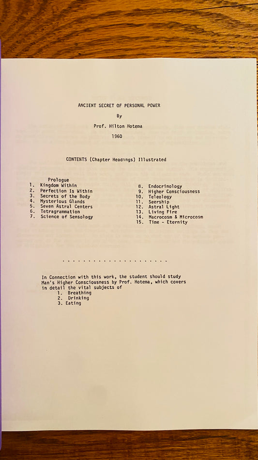 Ancient Secrets of Personal Power or Tetragrammaton — Hilton Hotema