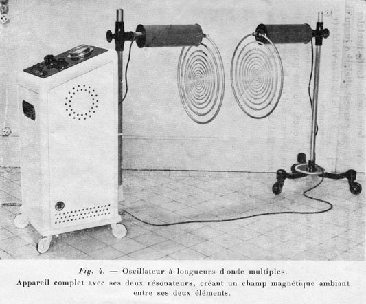 Georges Lakhovsky oscillator apparatus, reproduced from his 1937 publication; public domain