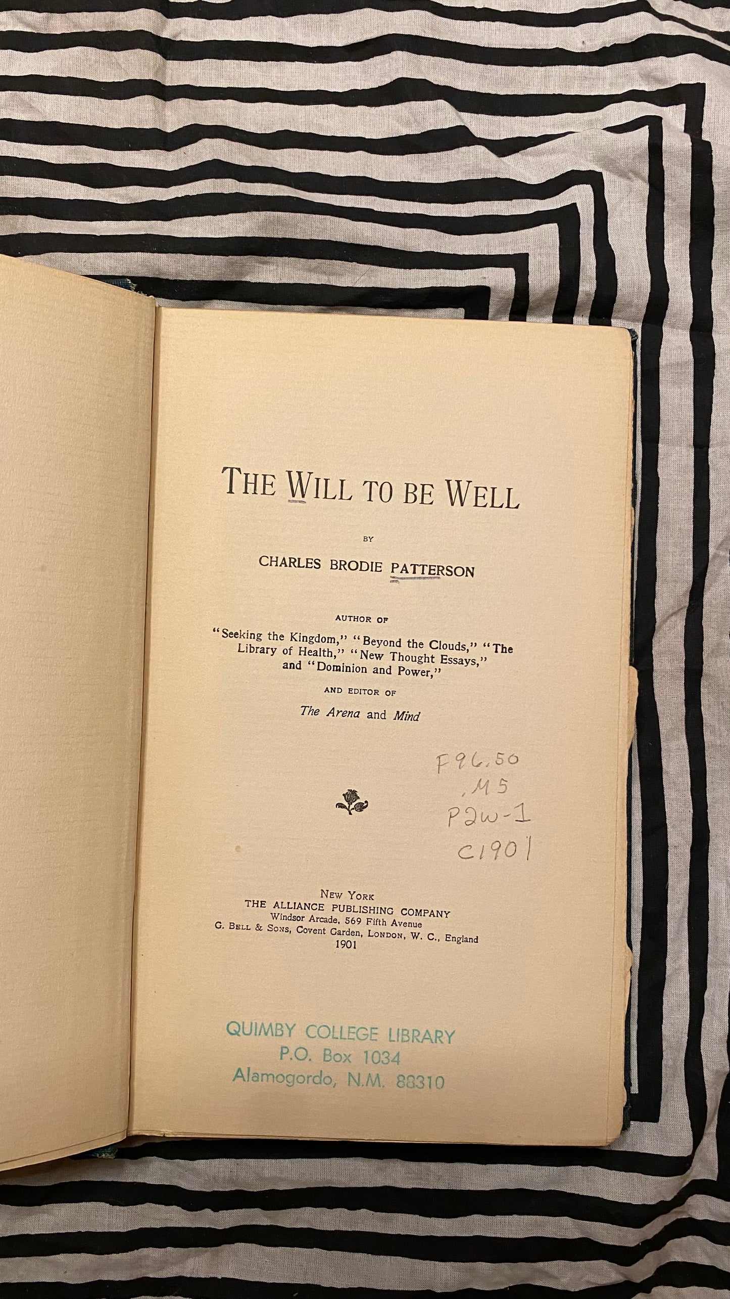 The Will to Be Well — Charlies Brodie Patterson — 1901