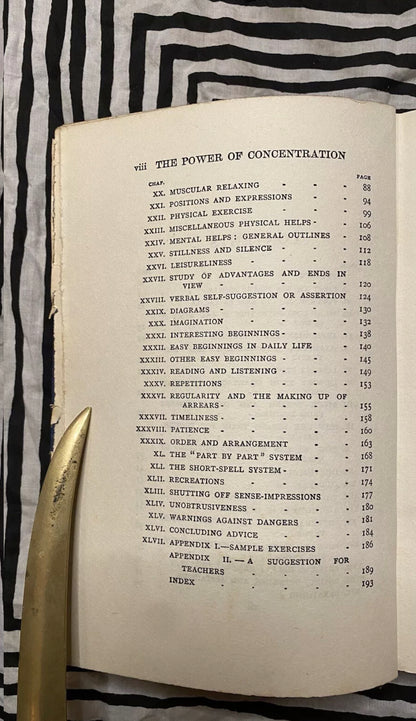 Additional condition view of The Power of Concentration by Eustace Miles, 1923