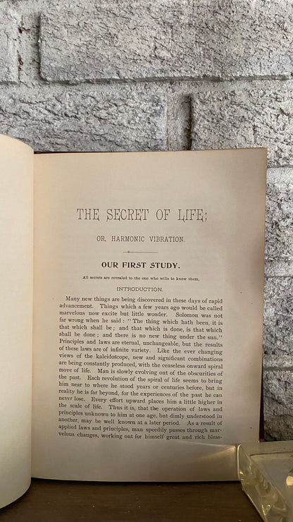 Interior and condition view of The Secret of Life, or Harmonic Vibration by Frances R. King, 1897