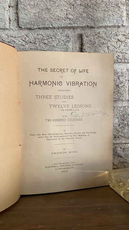 Interior and condition view of The Secret of Life, or Harmonic Vibration by Frances R. King, 1897
