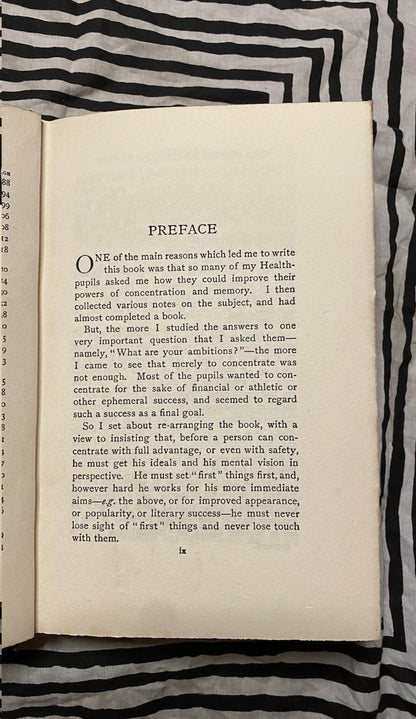 Additional condition view of The Power of Concentration by Eustace Miles, 1923