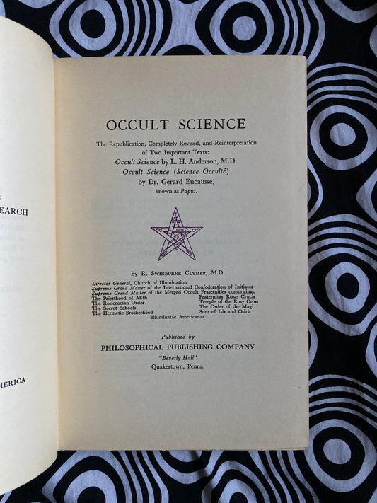 Occult Science — L.H. Anderson | R. Swinburne Clymer | Papus — 1954