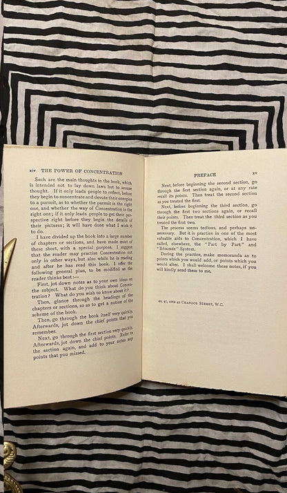 Additional condition view of The Power of Concentration by Eustace Miles, 1923