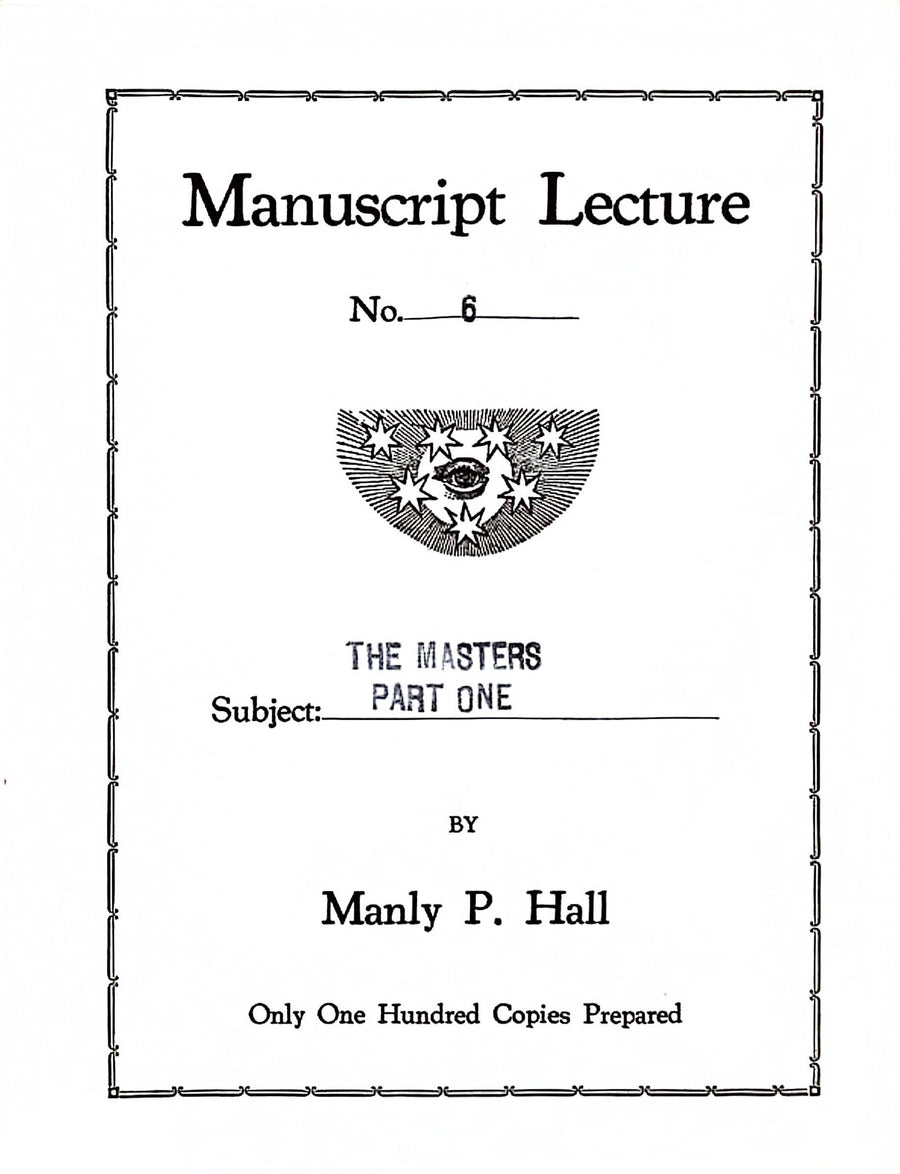 Cover of The Masters, Part One by Manly P. Hall, Manuscript Series No. 6