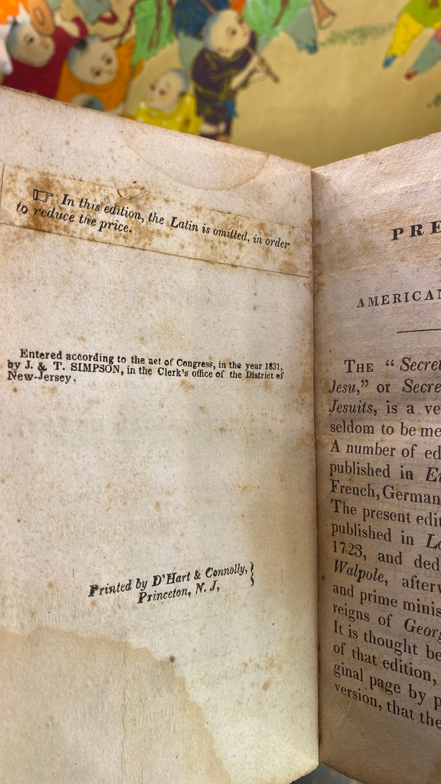 Additional condition view of Secret Instructions of the Jesuits, J. and T. Simpson edition, 1831