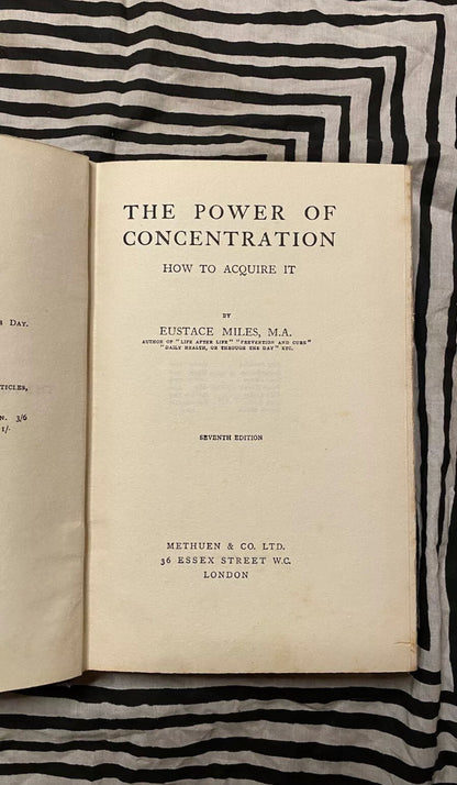 Additional condition view of The Power of Concentration by Eustace Miles, 1923