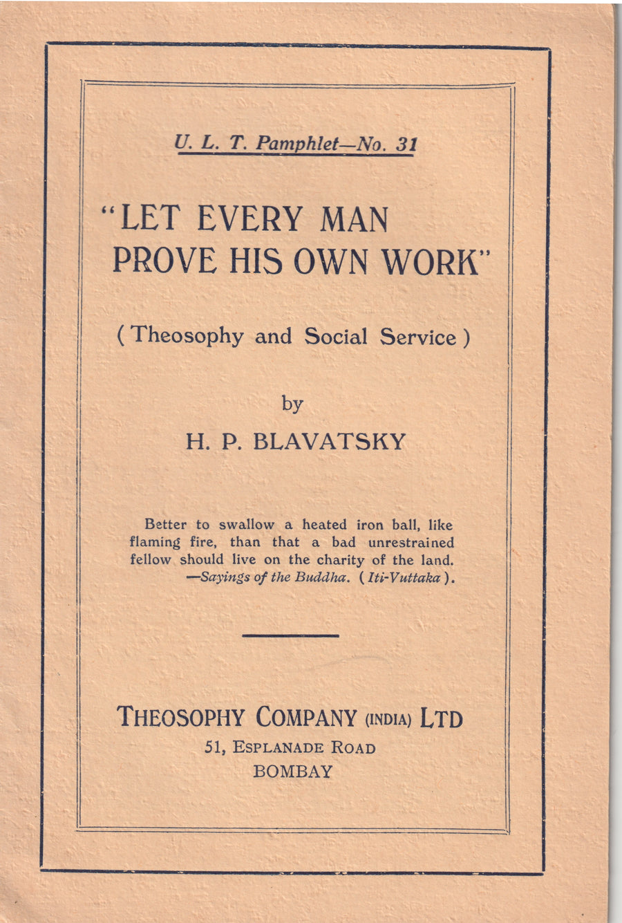 Cover of Let Every Man Prove His Own Worth by H. P. Blavatsky, 1936