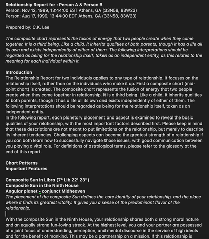 Astrology Consultation — Composite Relationship Report