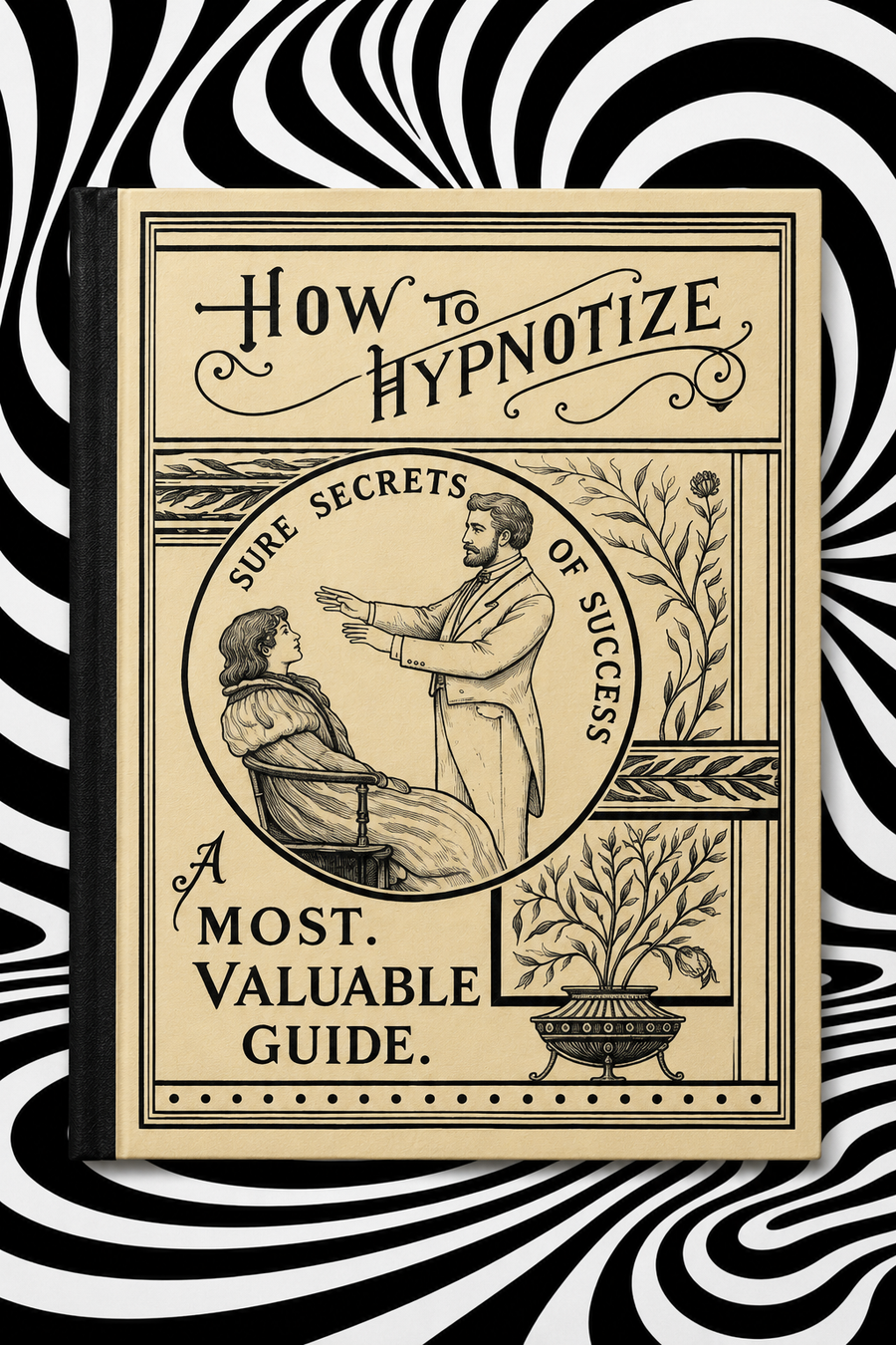 How to Hypnotize by L. H. Anderson — cream-and-black Holographic Pagan Press edition against a black-and-white optical-art backdrop