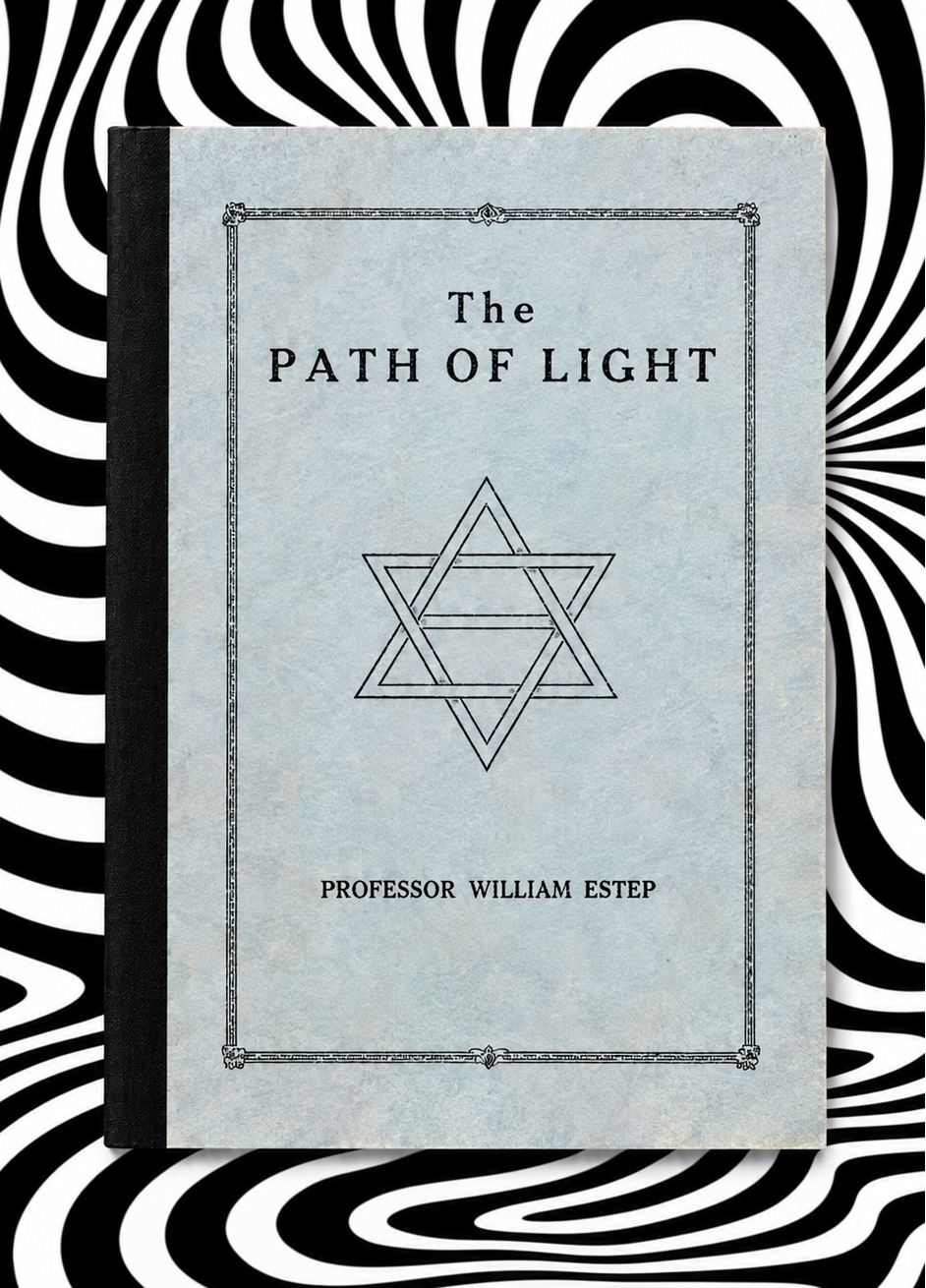 The Path of Light by William Estep — handmade HPP physical edition with pale blue parchment cover and black binding tape