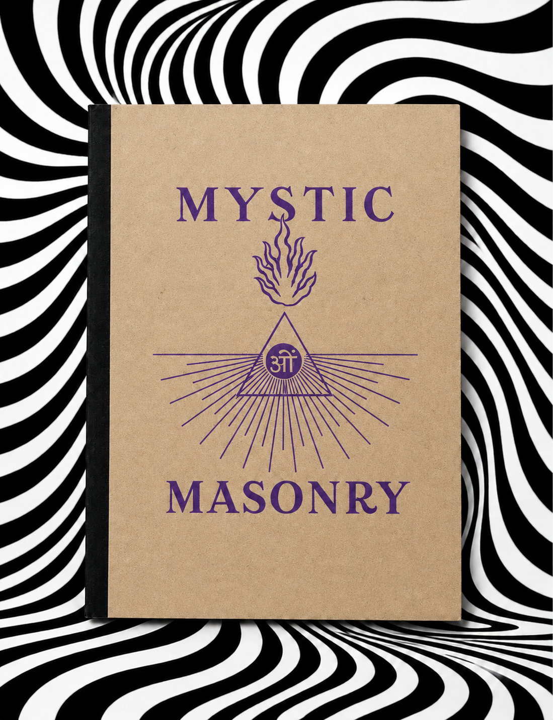 Mystic Masonry by J. D. Buck — kraft cardstock cover with purple lettering and graphics and black tape binding